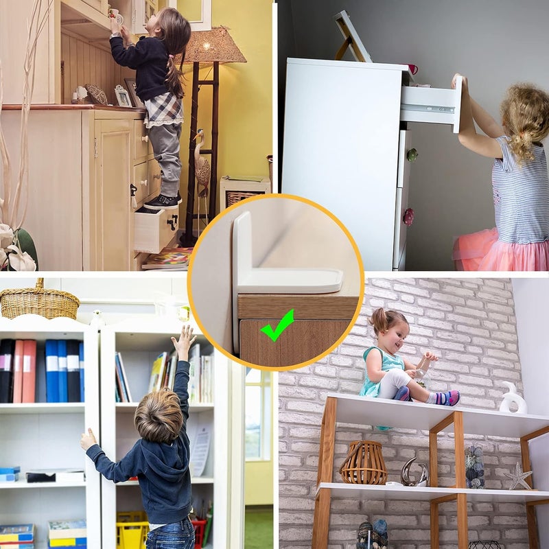 kulusion 4 Packs Adhesive Furniture Anchors No Drill, Anti Tip Furniture Wall Anchors for Baby Proofing, Secure Bookshelf Dresser Shelf Cabinet to Wall for Child Safety - Removable,No Screw - Image 4
